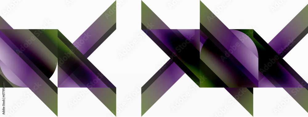 Vivid gradient triangles and circles on white. Mesmerizing fusion of shapes for digital designs, presentations, website banners, social media posts Vivid gradient triangles and circles on white. Mesmerizing fusion of shapes for digital designs, presentations, website banners, social media posts