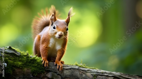 Squirrel Looking Out While Perched On A Tree In Nature.  Generated with AI.