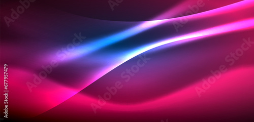 Dynamic waves in ethereal glow of neon lights. Concept merges fluidity of motion with vibrant allure of neon, crafting entrancing backdrop that embodies both vitality and futuristic sophistication