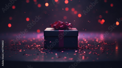 Gift box on dark festive background © tashechka