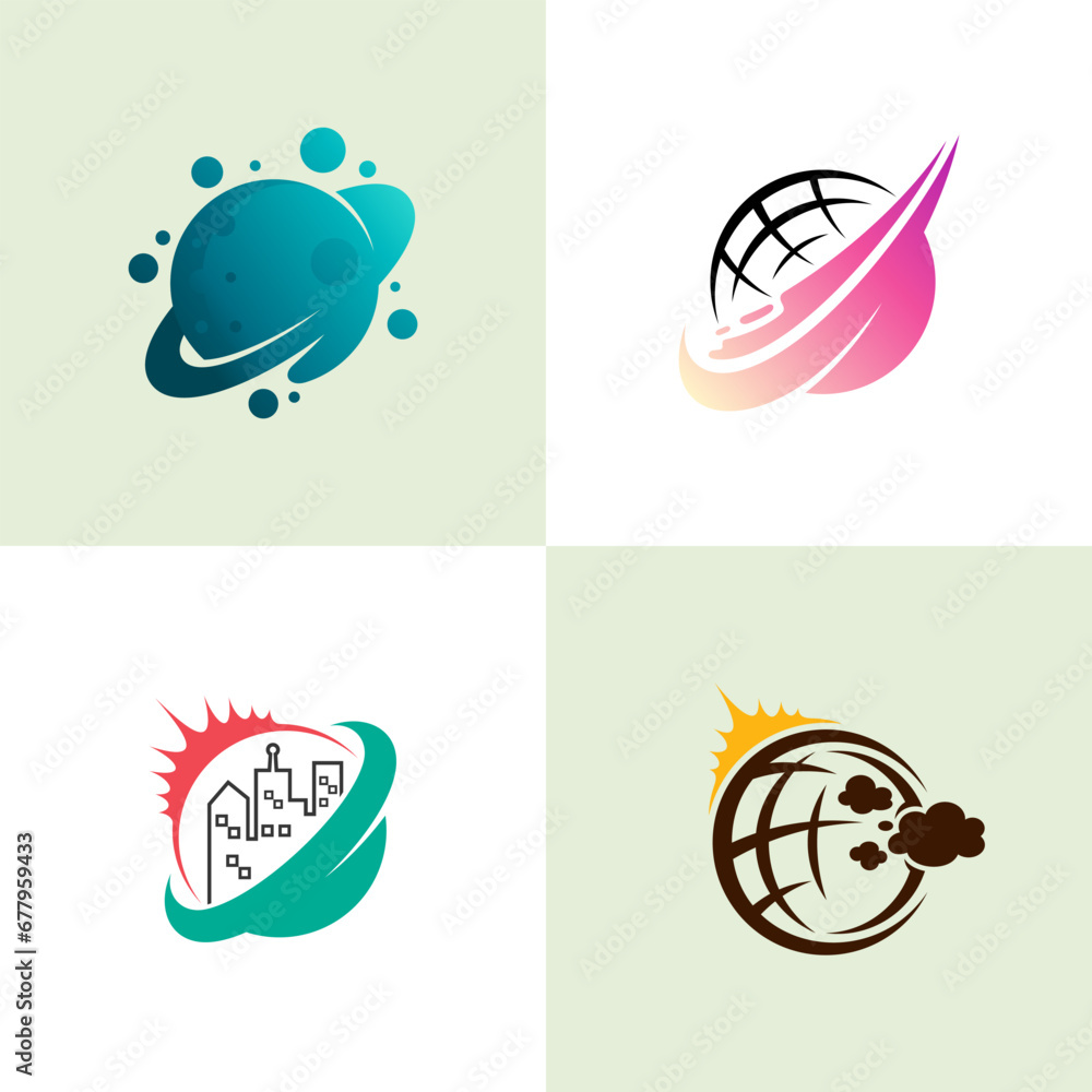set of planet logos with a simple look and line style, group icons, simple design set of planet logos with a simple look and line style, group icons, simple design
