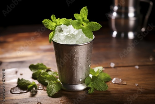 Enjoying a Classic Mint Julep on a Sunny Afternoon in a Quintessential Southern Porch Setting