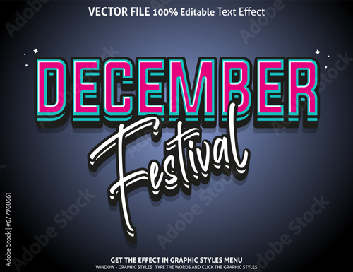 December festival 3d text effect and editable text effect