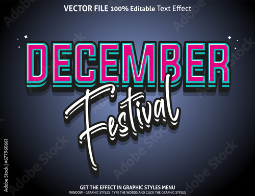 December festival 3d text effect and editable text effect