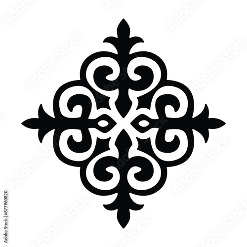 Fotografie Kazakh Kyrgyz ornament silhouette flat image. Vector illustration
