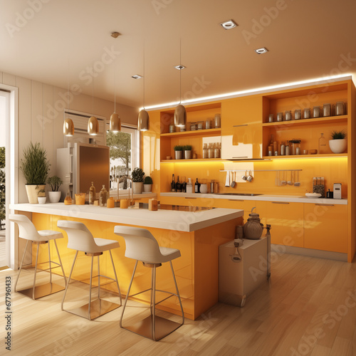 kitchen room interior design Lustrous Yellows and Oranges tone