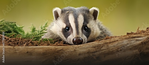 serene embrace of nature an American badger known scientifically as Taxidea taxus reveals its predatory instinct in a closeup encounter