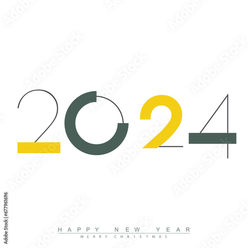 2024 classic Happy New Year design with unique and modern numbers. Vector