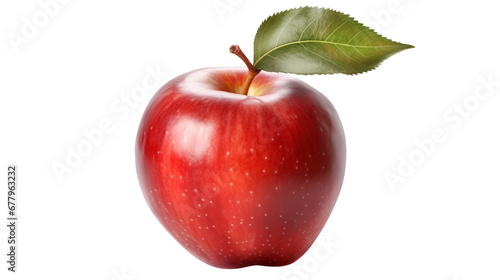 Ripe apple with leaf isolated from transparent background  PNG Transparency