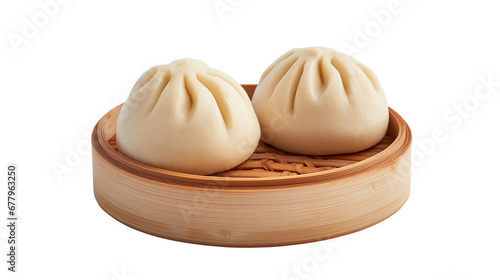 Single steamed bao bun isolated or a Chinese steamed bun, BaoZi. png transparency