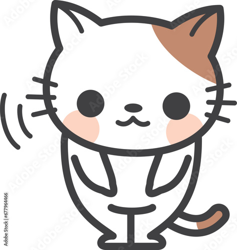 おじぎをしているネコのキャラクター