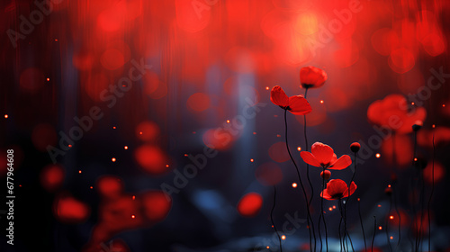 red poppies in the wind