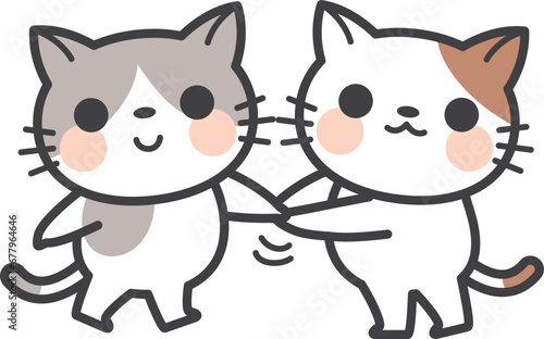 握手をしているネコのキャラクター