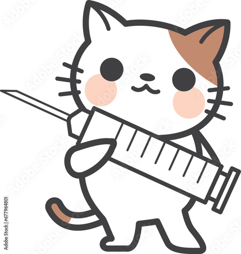 注射器を持っているネコのキャラクター