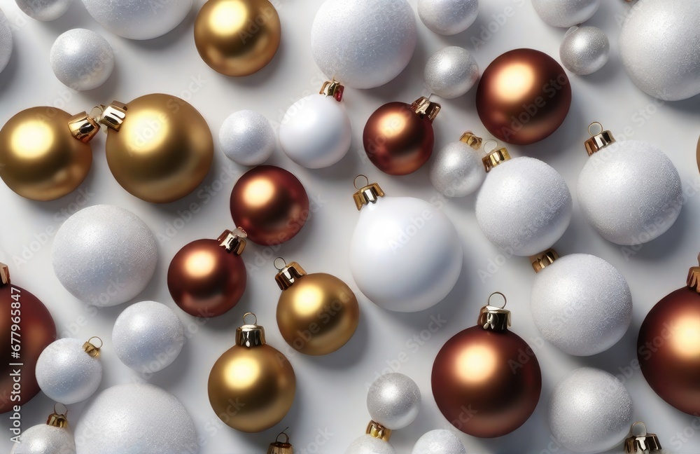 3D rendering of christmas baubles in white snow background 3D rendering of christmas baubles in white snow background