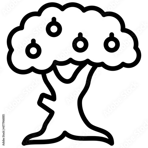 tree icon illustration design with outline