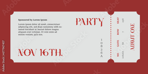 Red Minimal Ticket 