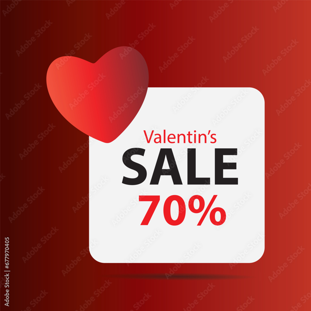 Valentine's Sale banner. Valentine's Day Sale 70% off Poster or banner with sweet hearts on red background. Promotion and shopping template or background. Valentine's Sale banner. Valentine's Day Sale 70% off Poster or banner with sweet hearts on red background. Promotion and shopping template or background.