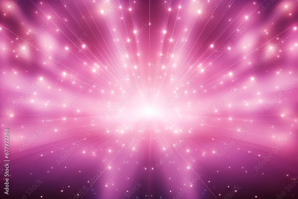 Shining Pink Stars Background with Light Rays, Abstract light background with bokeh
