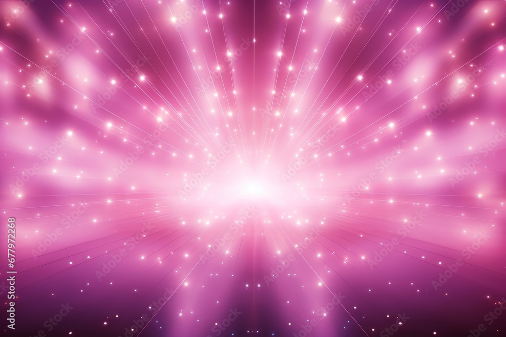 Naklejka premium Shining Pink Stars Background with Light Rays, Abstract light background with bokeh 