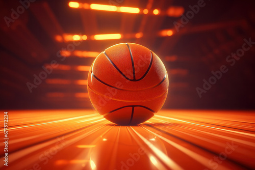 Dramatic flame Basketball engulfed in fire, glowing lights. AI Generative wonder adds intensity to this sports moment with its blazing colors and reflections. © Alisa