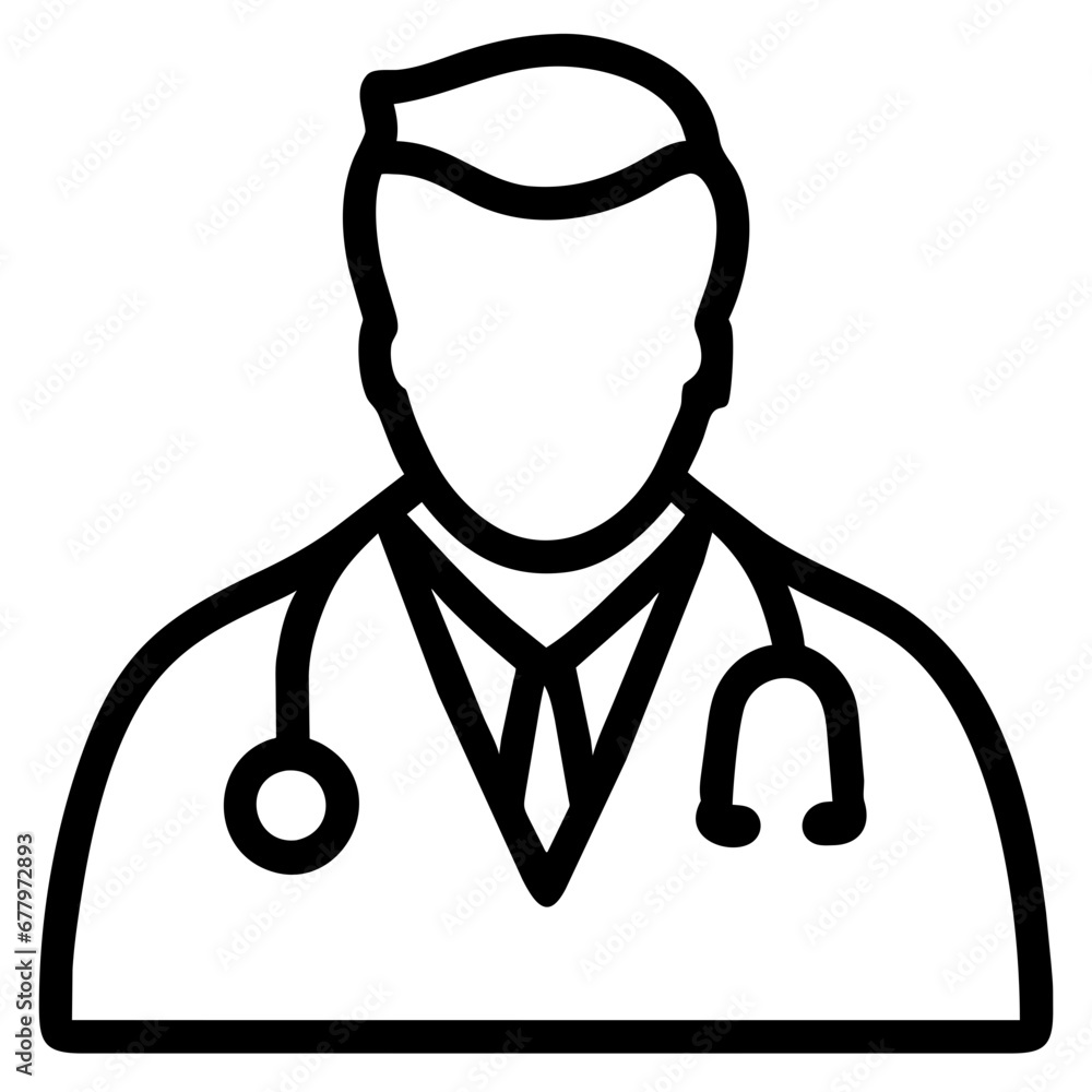 Black and white icon doctor or medical professional in healthcare. Black and white icon doctor or medical professional in healthcare.