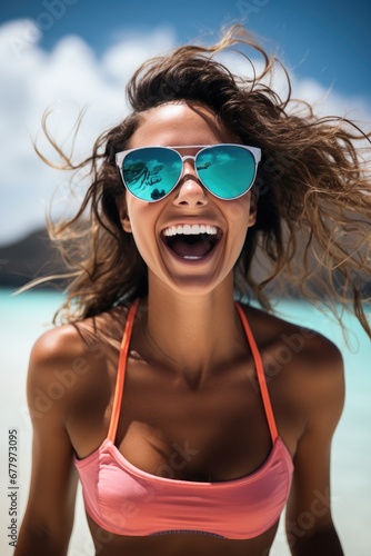 Fitness woman at a paradise...