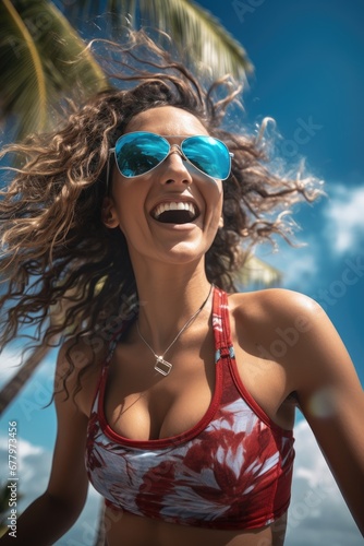 Fitness woman at a paradise...