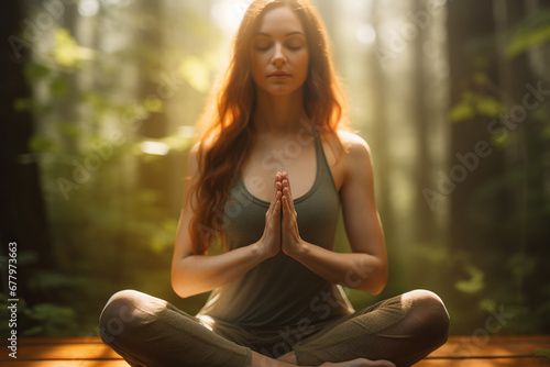 a woman is sitting on the floor doing meditation