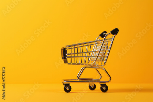 A joyful supermarket trolley brimming with gifts and colorful balloons. This lively merchandise scene is AI Generative.