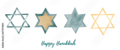 Watercolor illustrations of david stars. Isolated on a white background. For designs, for hanukkah celebration