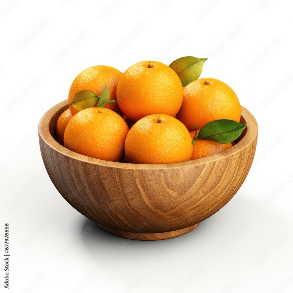Fruit bowl with tasty oranges isolated on white Fruit bowl with tasty oranges isolated on white