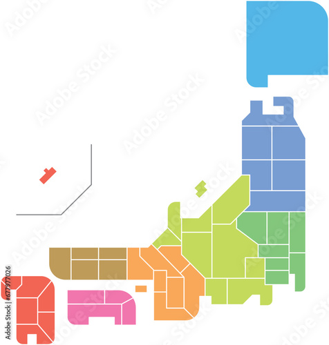 デフォルメされた日本地図のイラスト