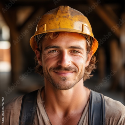 Happy handsome construction man