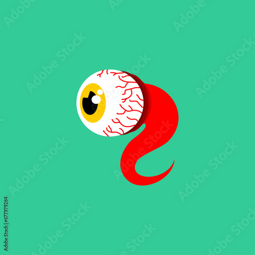 Eyeball isolated. Eye and nerves anatomy.