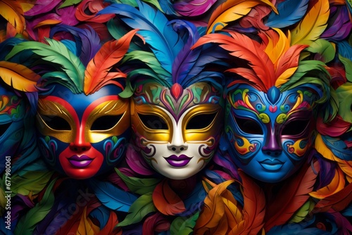 Multicolored carnival mask. Top view