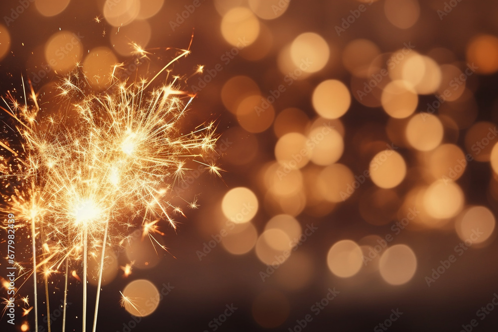 Fototapeta premium Sparkler,Burning miracle candle with bokeh