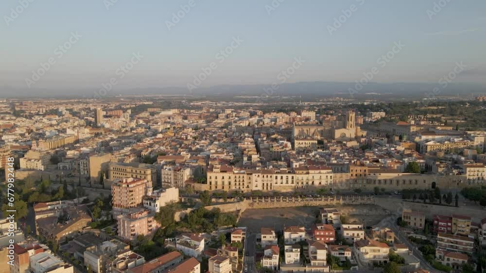 A captivating drone approach to the Tarragona Cathedral in Spain. A captivating drone approach to the Tarragona Cathedral in Spain.