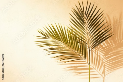 A creative backdrop featuring palm leaves casting shadows, with generous room for customization to tailor it to your unique creative content. Photorealistic illustration