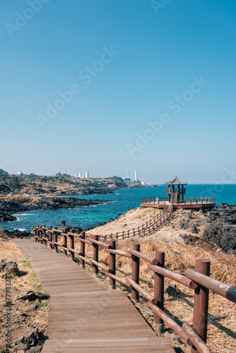 Obraz na płótnie Dakmeor coastal road and seascape, olle trail in Jeju island, Korea w salonie