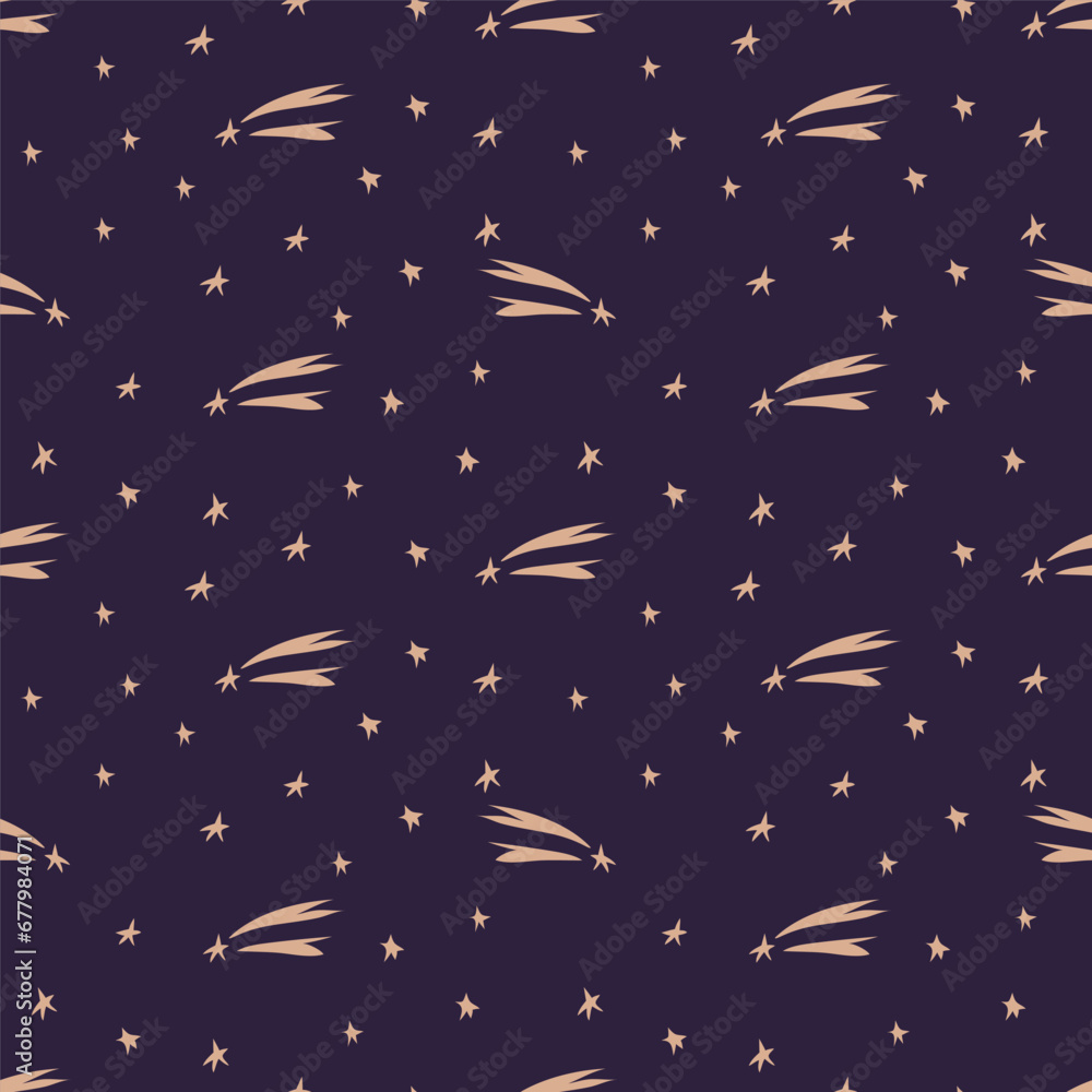 Naklejka premium Space seamless pattern with stars and comets