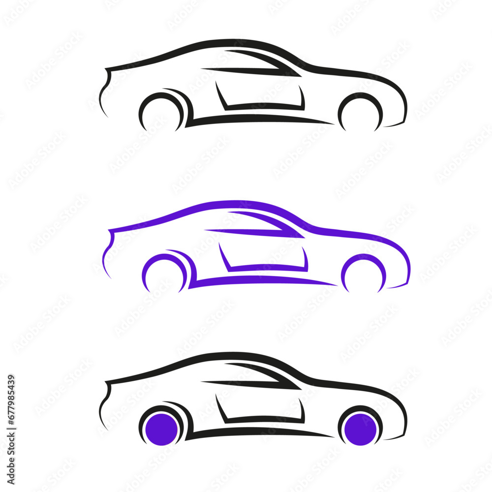 A simple line art-style car , car logotype