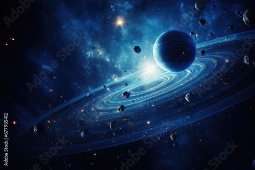 Image showing the solar system and various space objects.by Generative AI