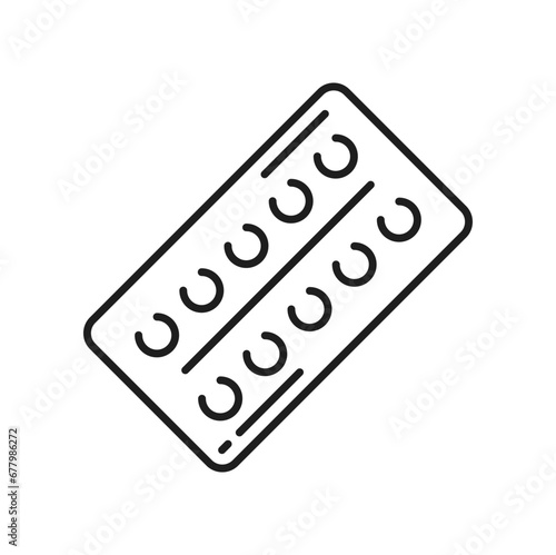 Measles capsule blister icon, isolated chickenpox treatment medicine thin line icon. Vector varicella disease medication from rash, small, itchy blisters