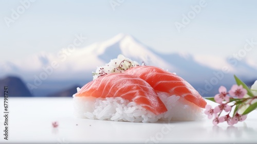 Sashimi Japanese Foods Image for Menu Advertising, Restaurants Promotional Flyer and Poster Concept, Delicious Salmon Sashimi.