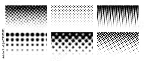 Wallpaper Mural Set of horizontal halftone gradient backgrounds. Cartoon dots texture wallpaper collection. Black and white comic design cover pack for banner, poster, print. Pop art dotted vector illustration bundle Torontodigital.ca