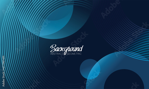 Dark blue abstract background with blue gradient geometric shape. Modern shiny blue geometric circle lines pattern design. Futuristic concept. Vector illustration