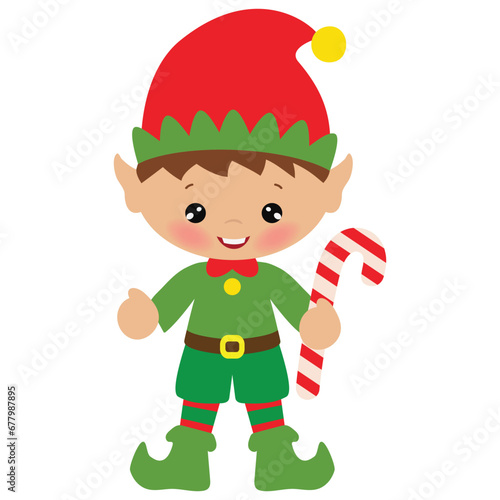 Christmas elf vector cartoon illustration