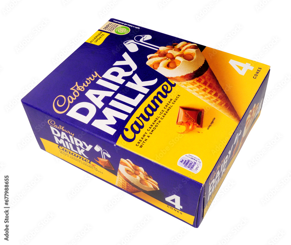 Cadbury dairy milk caramel ice cream biscuit cones with a smooth