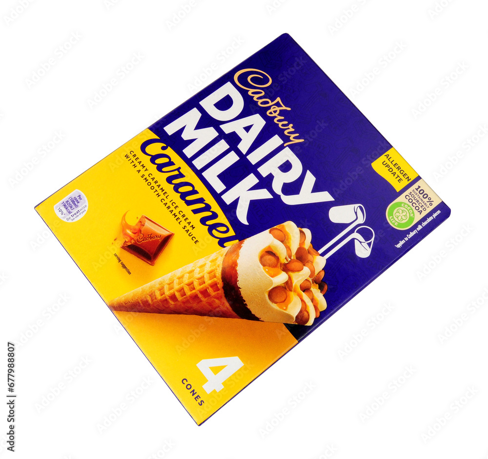 Cadbury dairy milk caramel ice cream biscuit cones with a smooth